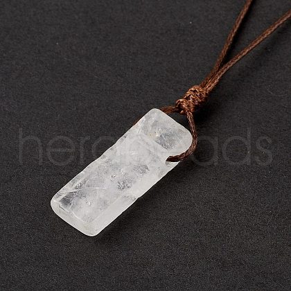 Natural Quartz Crystal Nugget Pendant Necklace with Waxed Cord for Women NJEW-F306-01H-1