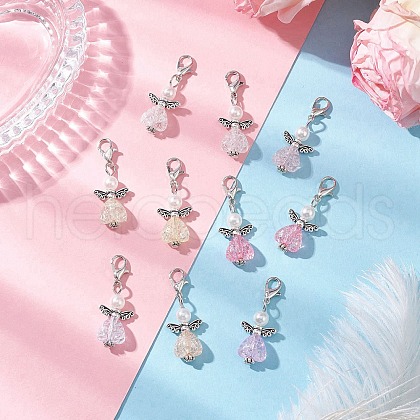 60Pcs Heart Angel Acrylic Pendant Decorations HJEW-JM03283-1