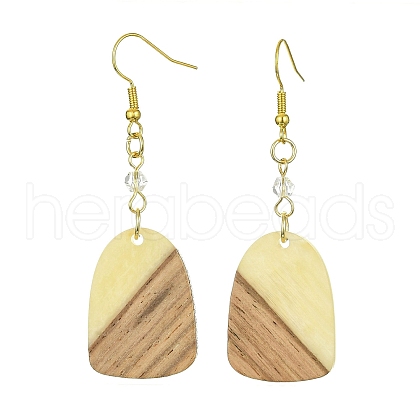 Resin & Walnut Wood Arch Dangle Earrings EJEW-JE05506-02-1