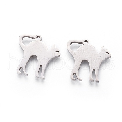 Non-Tarnish 201 Stainless Steel Kitten Pendants STAS-F231-052P-1