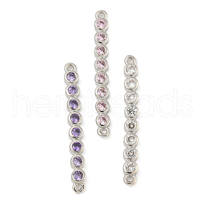 Brass Pave Cubic Zirconia Three Flat Round Links Connector Charms KK-P277-52D-A-1