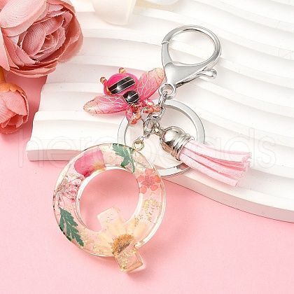 Resin & Acrylic & Faux Suede Tassel Keychain KEYC-YW00125-17-1
