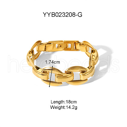 Classic Stainless Steel Oval Link Chain Bracelets for Unisex KZ4634-3-1