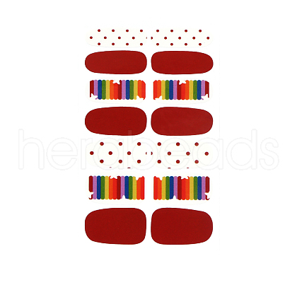 Rainbow Polka Dot Style Full Cover Nail Wraps Stickers MRMJ-T040-267-1