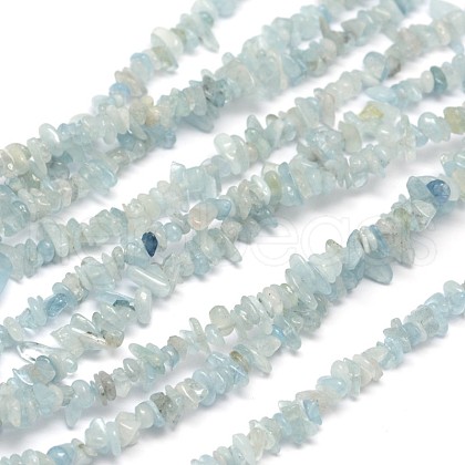 Chips Natural Aquamarine Beads Strands G-N0164-51-1