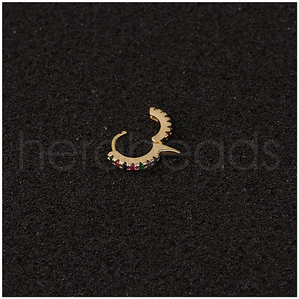 Golden Brass Micro Pave Colorful Cubic Zirconia Clip on Cartilage Earrings for Women WG5F87B-06-1