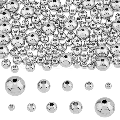 DICOSMETIC 300Pcs 5 Styles 202 Stainless Steel Beads STAS-DC0015-04-1