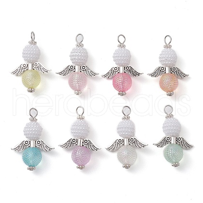 Imitation Pearl Acrylic and Transparent Acrylic Beads Pendant PALLOY-JF02620-01-1