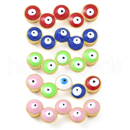 Rack Plating Brass Enamel Evil Eye Connector Charms KK-A234-025G-1