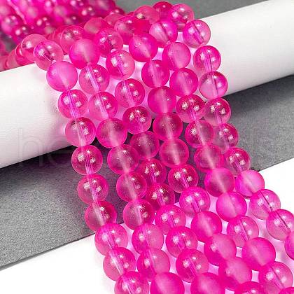 Frosted Transparent Glass Bead Strands X1-GLAA-P065-8mm-11-1