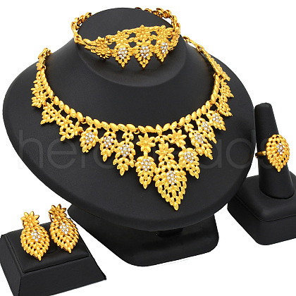 Flower Alloy Rhinestone Jewelry Sets FS-WG184E4-03-1