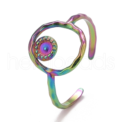 Rainbow Color Ion Plating(IP) 304 Stainless Steel Open Cuff Rings RJEW-A005-08-1