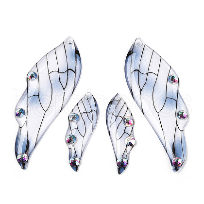 Transparent Epoxy Resin Pave Rhinestone Big Pendants RESI-TAC0021-97B-1