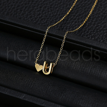 Alloy Letter Heart Pendant Necklaces for Women WGBB55E-17-1