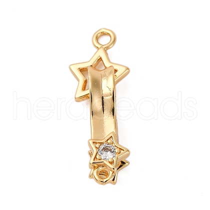 Brass Micro Pave Clear Cubic Zirconia Interlocking Clasps KK-C075-27G-1