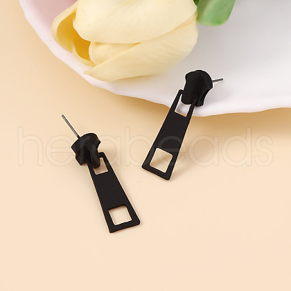 Zipper Slider Alloy Enamel Dangle Stud Earrings FS-WG34CD0-02-1