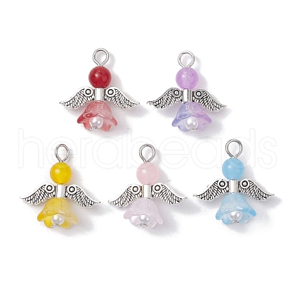 Natural Dyed Malaysia Jade & Glass Pendants PALLOY-JF02661-02-S-1
