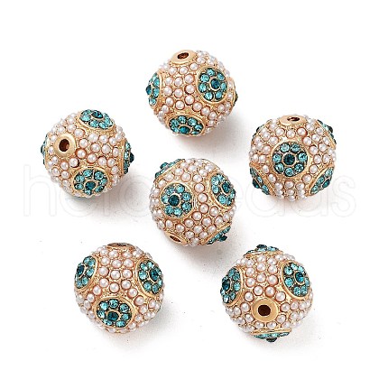 Golden Plated Alloy Rhinestone Beads FIND-E046-14G-02-1