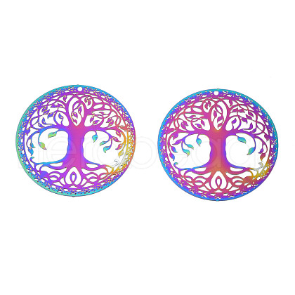 Ion Plating(IP) 201 Stainless Steel Filigree Pendants STAS-S118-108-1