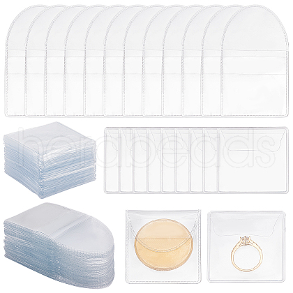   100Pcs 2 Styles Dustproof PVC Commemorative Coin Storage Envelope Bags for Jewelry ABAG-PH0001-49-1