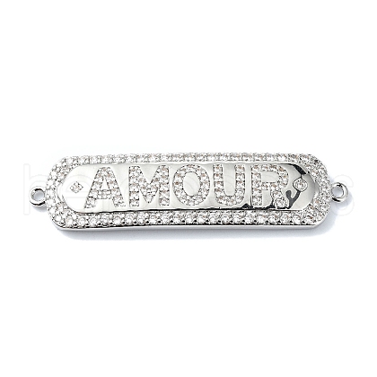 Rack Plating Brass Micro Pave Clear Cubic Zirconia Rectangle Links KK-M282-20P-1
