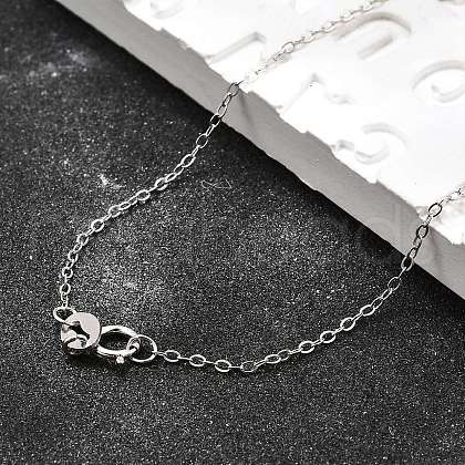 Anti-Tarnish Rhodium Plated Sterling Silver Necklaces X-STER-M034-32B-1