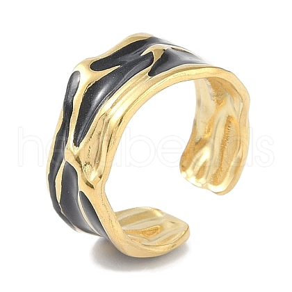 Ion Plating(IP) 304 Stainless Steel Enamel Cuff Finger Rings RJEW-L107-036G-02-1