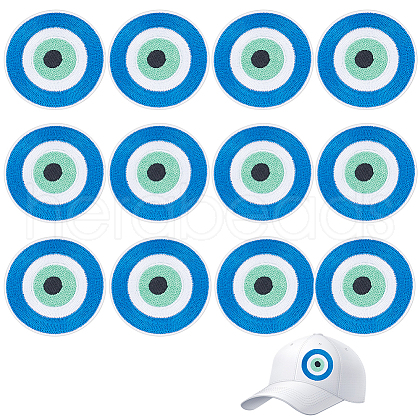 12Pcs Evil Eye Iron on/Sew On Patches PATC-FG0001-87-1