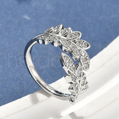 Brass Micro Pave Cubic Zirconia Cuff Rings for Women RJEW-D322-05P-1