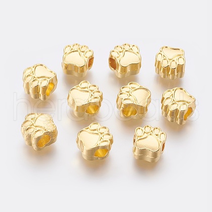 Tibetan Style Zinc Alloy Dog Paw Prints European Beads MPDL-R038-008G-RS-1