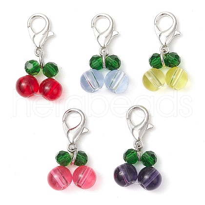 Glass Cherry Pendant Decoration HJEW-JM02593-1
