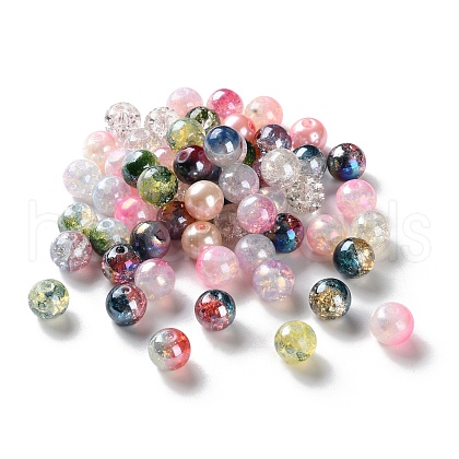 Transparent & Crackle & Frosted & Baking Print Glass Beads GLAA-XCP0001-53-1