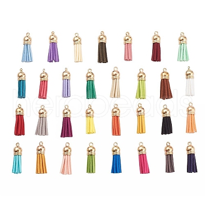 60Pcs 30 Colors Faux Suede Tassel Pendant Decorations FIND-YW0001-13LG-1