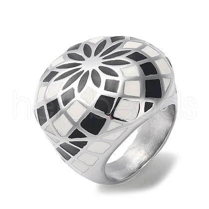 304 Stainless Steel Enamel Wide Band Rings for Women RJEW-P095-04P-1
