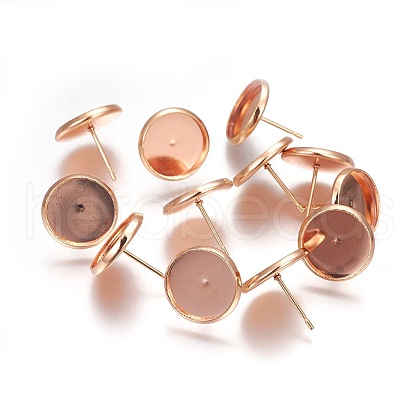 304 Stainless Steel Stud Earrings Findings X-STAS-P227-38RG-B-1