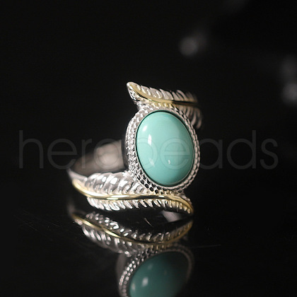 Oval Synthetic Turquoise Finger Rings FS-WGBAF9A-01-1