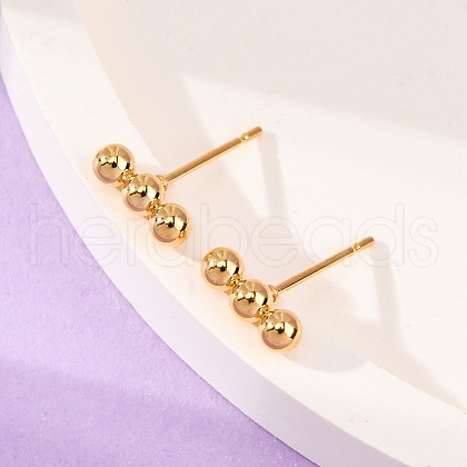 201 Stainless Steel Beaded Horizontal Bar Stud Earrings with 316 Stainless Steel Pin for Women STAS-K238-01G-1