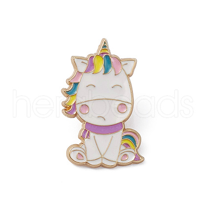 Unicorns Alloy Enamel Brooches for Backpack Clothes JEWB-D063-03G-1