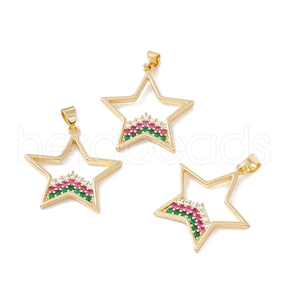 Brass Micro Pave Colorful Cubic Zirconia Pendants KK-G415-04G-1