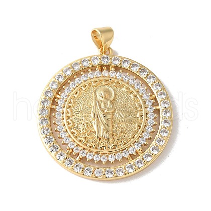 Brass Micro Pave Clear Cubic Zirconia Pendants KK-A252-27G-1