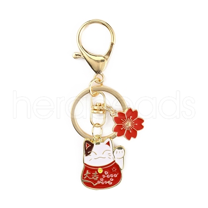 Chinese Style Alloy Enamel Keychains KEYC-WH0027-42A-1