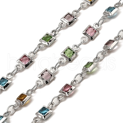 Rack Plating Brass Square Link Chains CHC-A007-07P-1