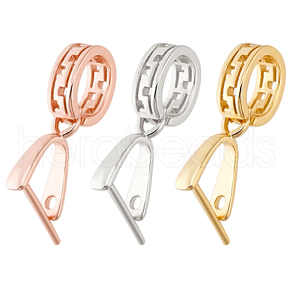 Olycraft 3Pcs 3 Colors Rhodium Plated Sterling Silver Ice Pick Pinch Bails STER-OC0001-02-1