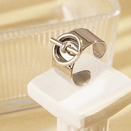 Stainless Steel Adjustable Open Cuff Rings for Women OO8919-2-1
