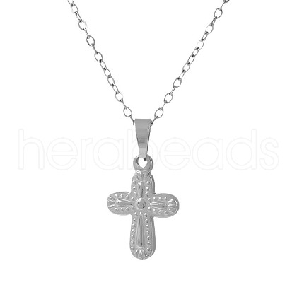 Stainless Steel Religion Cross Pendant Necklaces for Women GI0584-1-1