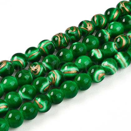 Baking Painted Glass Beads Strands DGLA-N010-6mm-04-1