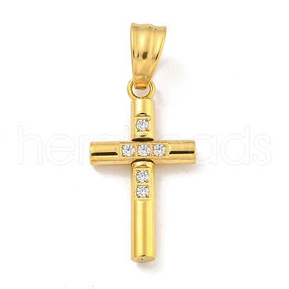 Ion Plating(IP) 304 Stainless Steel Cubic Zirconia Pendants STAS-C102-06A-G-1