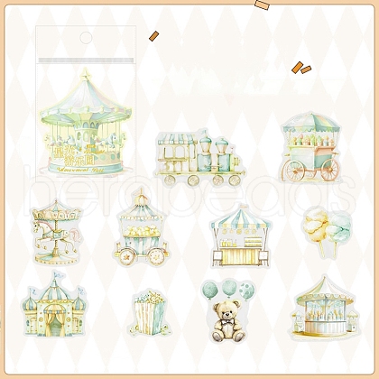20Pcs PET Self-adhesive Amusement Park Theme Decorative Tapes STIC-P016-B03-1