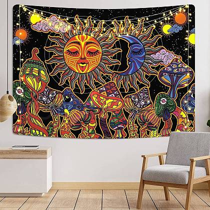 Polyester Mushroom Wall Hanging Tapestry MUSH-PW0002-18A-01-1