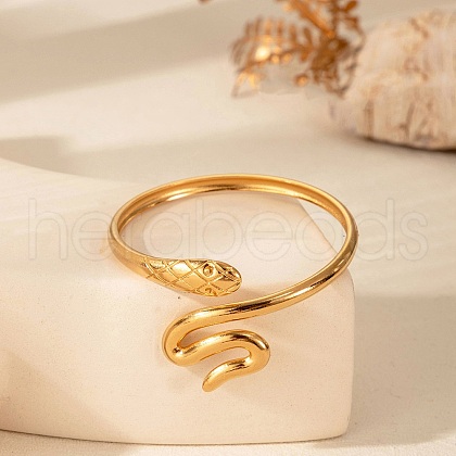 304 Stainless Steel Cuff Bangles for Women BJEW-U032-11G-1